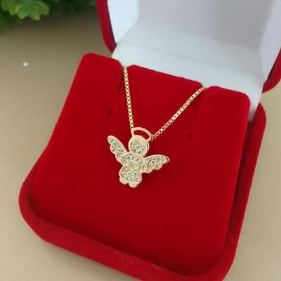 Colar Jhulia Joias e Semi Joias Anjo Anjinho Zircônias Banhadas a Ouro 45CM Dourado Feminino