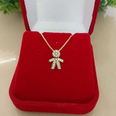 Colar Jhulia Joias e Semi Joias Pingente Menino Filho Zircônias Banhado a Ouro 18k Dourado Unissex