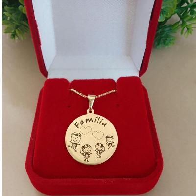 Colar Família Filhos Filhas Personalizado Banhado a Ouro 18k Dourado