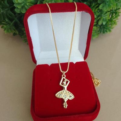 Colar Jhulias Semi Joias Bailarina com Zirconias Banhado a Ouro 18k Dourado Feminino