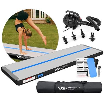 Tapete Colchão de Ginástica Inflável Vg Plus com Bomba Elétrica Preto e Azul VG Plus 400CM 300KG