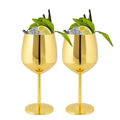 Taça Jogo 2 Taças Metalizadas Vinho Drink Dourada Reveillon 500ml Aço Inoxidável Metalizado Dourado