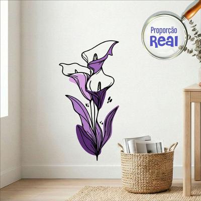 Adesivo de Parede Mod.04 Floral Boho Estilo Nórdico Roxo Preciso Decor 45CM 90CM