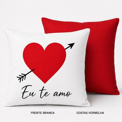 Almofada Decorativa Eu Te Amo com Fibra e Zíper 40x40cm Branca Shoppingnet