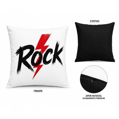 Almofada Decorativa Rock com Enchimento em Fibra e Zíper 40x40cm Shoppingnet