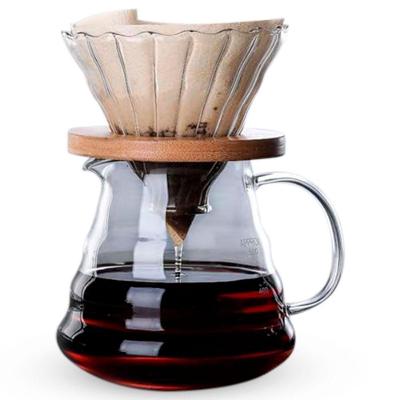 Cafeteira com Suporte para Filtro de Papel em Vidro e Bambu Cristal Transparente para Café Artesanal