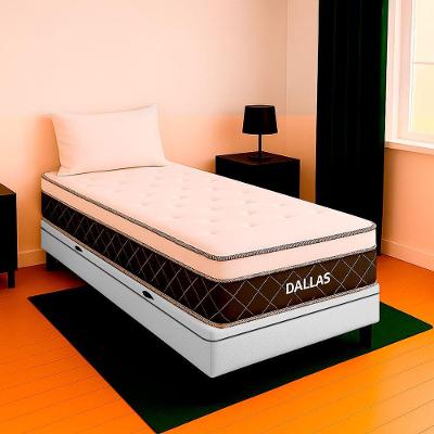 Cama Box com Colchão Solteiro Dallas Molas Ensacadas Tecido Sintético Branco V-Store