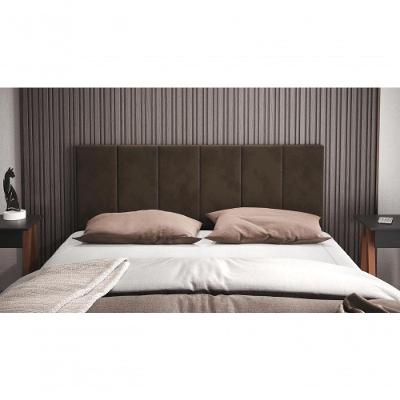 Cabeceira Casal Clara 140CM Almofadada MDP Suede Marrom Mobiliar