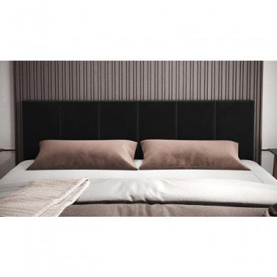 Cabeceira King Clara Almofadada MDP Suede Preto Mobiliar Home Shop 195CM