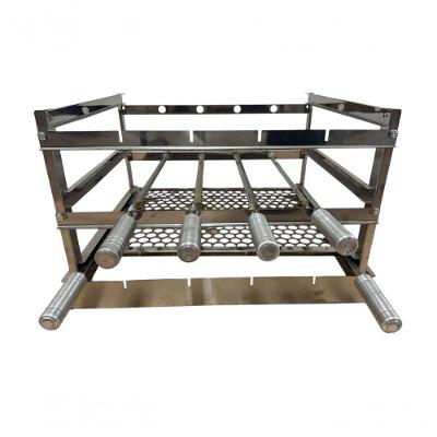Grill Manual Inox com Grelha Moeda e 4 Espetos 67cm Ajuste de Altura para Churrasco em Casa Inox