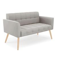 Kit 1 Sofá Namoradeira E 2 Poltronas Elisa Veludo Cinza Pés Palito Natural - D'rossi - 7