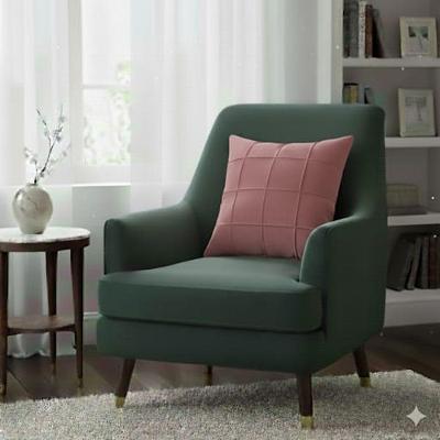 Capa de Almofada Quadriculada em Suede Aveludado com Efeito Drapeado Rose Enxovais Ibitinga 45CM