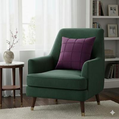 Capa de Almofada Suede Aveludada Quadriculada Efeito Drapeado Roxo Enxovais Ibitinga 45CM