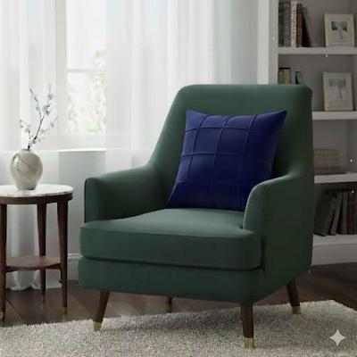Capa de Almofada Suede Aveludada Quadriculada Efeito Drapeado Azul Enxovais Ibitinga 45CM