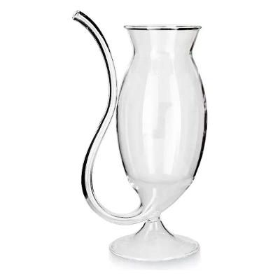 Copo Taça Vampiro para Drinks de Vidro Cristal com Canudo Embutido Apex 200ML