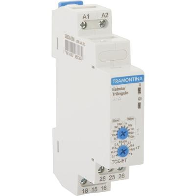 Relé Temporizador Estrela-Triângulo 24-240V 1s a 10min 8A AC-1 Ou 2A AC-15 Bivolt Tramontina