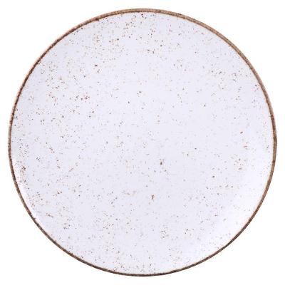 Prato Sobremesa Rústico em Porcelana Decorado para Jantar Marrom Tramontina 21CM