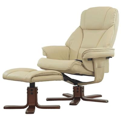 Poltrona de Massagem Reclinável Cloud Couro Sintético Confortável Bege Domi Móveis