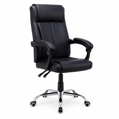 Cadeira Presidente Relax Gold Presidencial PU Base Giratória com Função Reclinável Preta Reimex 64CM