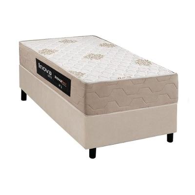 Cama Box com Colchão Solteiro Corano Clean Plus Ortopédico D33 Espuma Courino Bege Inova