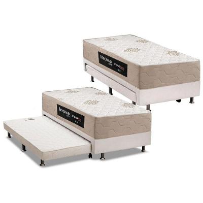 Cama Box com Colchão Solteiro Ortopédico Plus D33 Courino Branco Inova