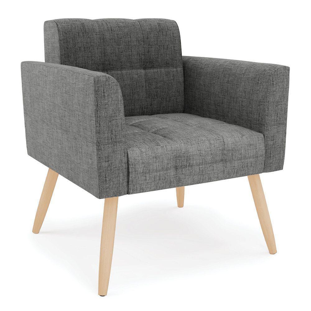 Kit 1 Sofá Namoradeira E 1 Poltrona Elisa Linho Pés Palito  - D'rossi Cor A26 Grafite - 3