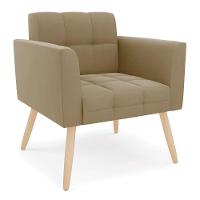 Kit 1 Sofá Namoradeira E 1 Poltrona Elisa Suede Marrom Rato Pés Palito Natural - D'rossi - 3