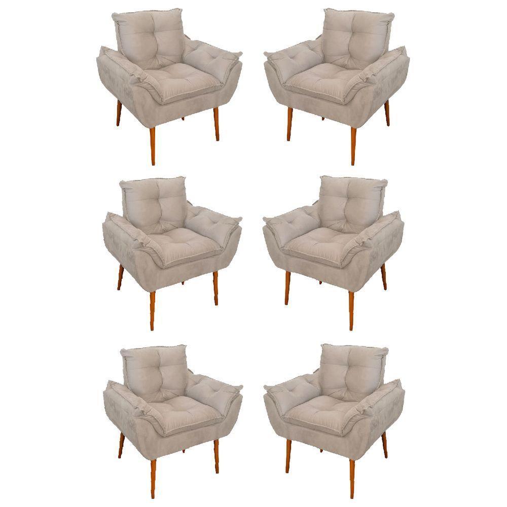 Kit 06 Sofás 1 Lugar De Luxo Opala Sala, Quarto Suede Cor:bege - 1