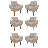 Kit 06 Sofás 1 Lugar De Luxo Opala Sala, Quarto Suede Cor:bege - 1