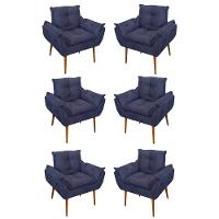 Kit 06 Sofás 1 Lugar De Luxo Opala Sala, Quarto Suede Cor:azul Marinho - 4