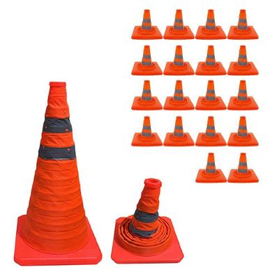 Sinalizador Portátil Cone Retrátil Obra Kit 18 Unidades Flexível Laranja Leva Pro Pet 23CM 50CM