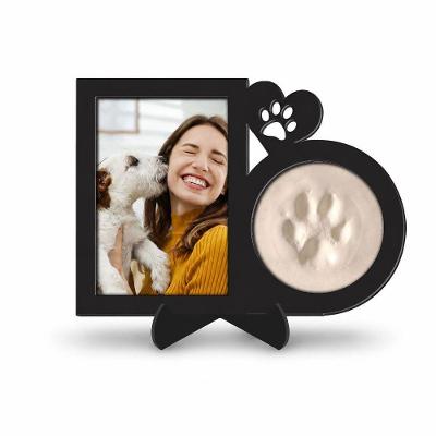 Porta Retrato Registro Eterno Pet com Molde da Patinha do Gato Preto Up Art Personalizados