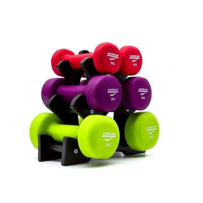 Kit de Halteres Neoprene com Suporte 3 Pares 1kg 2kg 3kg para Exercícios em Casa Ahead Sports
