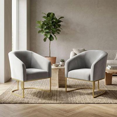 Poltrona Decorativa Stella Industrial Suede Confortável Cinza Dourado D'Rossi Kit 2