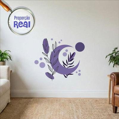 Adesivo de Parede Mod.05 Floral Boho Estilo Nórdico Roxo Preciso Decor 60CM 51CM
