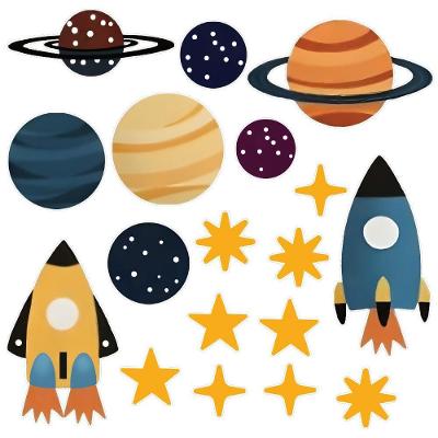 Adesivo de Parede Foguete Planetas Stars Decorativo Infantil 18 Unidades Azul Arte na Arte