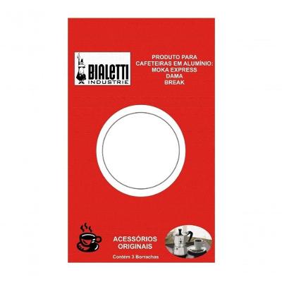 Anel de Vedação Moka Express Reparo em Borracha para Cafeteira Italiana Preto Bialetti 3 Unidades