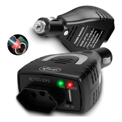 Inversor de Tensão KP-552 Conversão 12V para 220V 60Hz com USB 5V Preto Knup Brasil