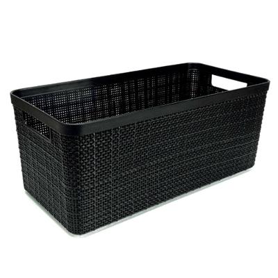 Cesto Organizador Juta Alongada Rattan de Plástico Resistente para Armazenamento Preto Nitron Plast