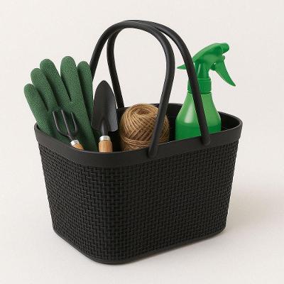 Cesto Organizador Juta com Alças em Plástico Resistente Multiuso Preto Nitron Plast 5,6L