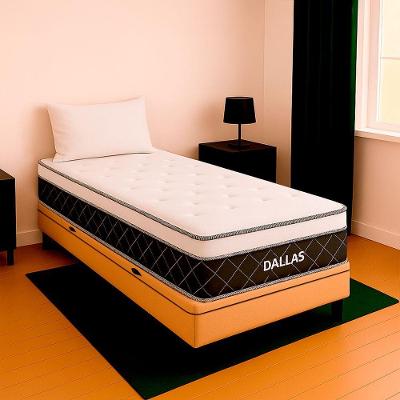 Cama Box com Colchão Solteirão Dallas Molas Ensacadas Tecido Sintético Bege V-Store