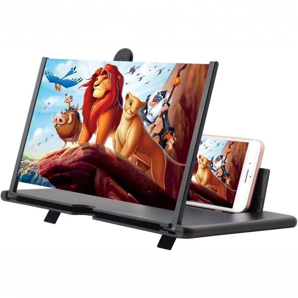 Amplificador De Tela De Telefone Móvel Efeito 3d Tela Grande Com Suporte De Mesa Preto - 1