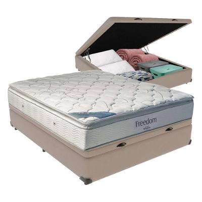 Cama Box com Baú Casal Freedom Pillow Top Molas Ensacadas D33 Bege Ortobom