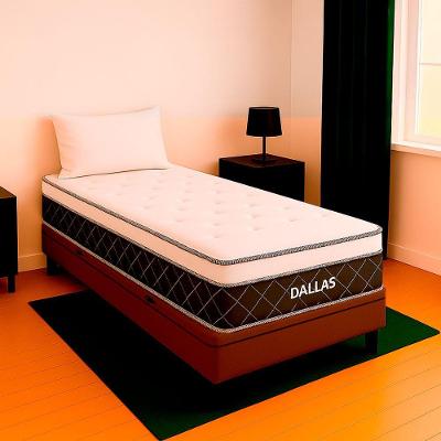 Cama Box com Colchão Solteiro Dallas Molas Ensacadas Tecido Sintético Marrom V-Store 78CM