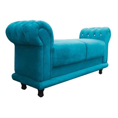 Recamier Barcelona Suede Azul Turquesa com Strass