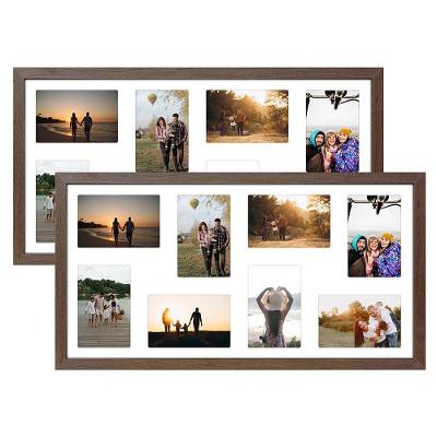 Porta Retrato de Parede Multifoto 16 Fotos 10x15 Paspatur Branco Amadeirado SHD Soleil Home Decor