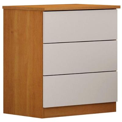 Mesa de Cabeceira 028 3 Gavetas MDP Moderno Cinamomo e Off White Móveis Valverde