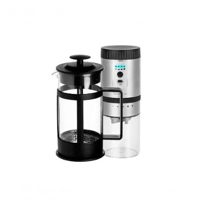 Kit Cafeteira Prensa Francesa e Moedor de Café UD220108 Elétrico Aço Inox e Vidro Recarregável USB