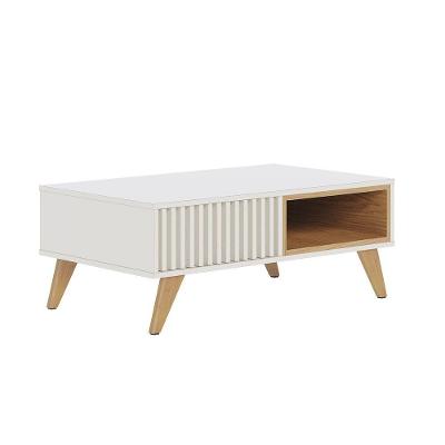 Mesa de Centro Jeri Retangular MDF Madeira 90.5CM Off White e Freijó Colibri