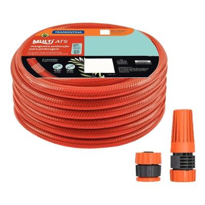Mangueira para Jardim Multi ATS Antitorcao 3 Camadas PVC Kit Esguicho Preto Tramontina 5M